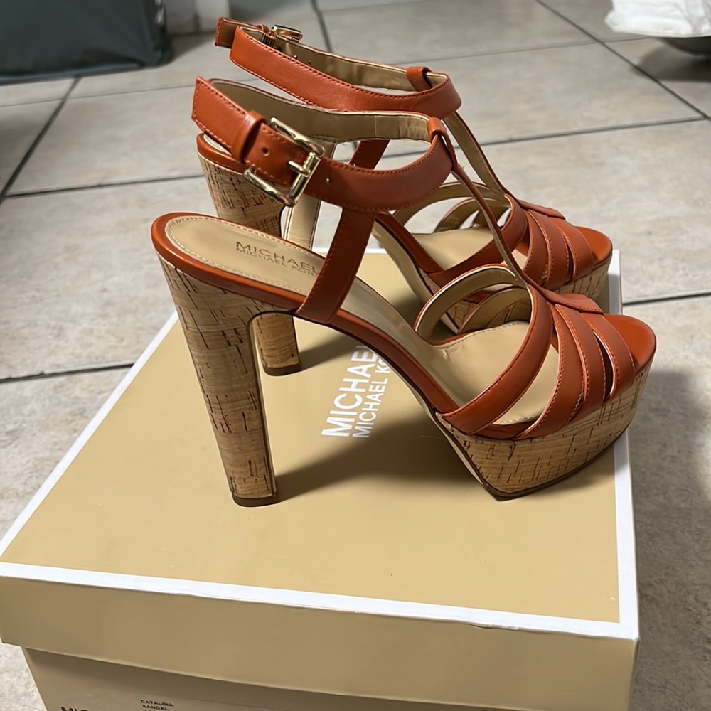 Michael Kors heels in burnt orange color.